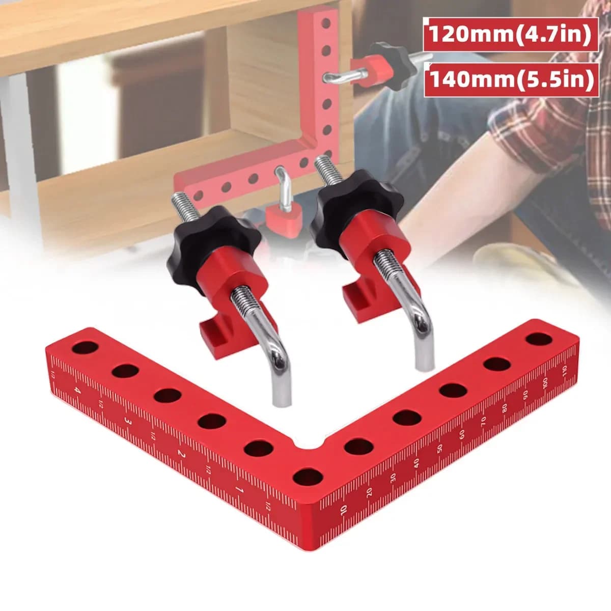 90 Degree L-Shaped Woodworking Clamping Clip, 120/140mm