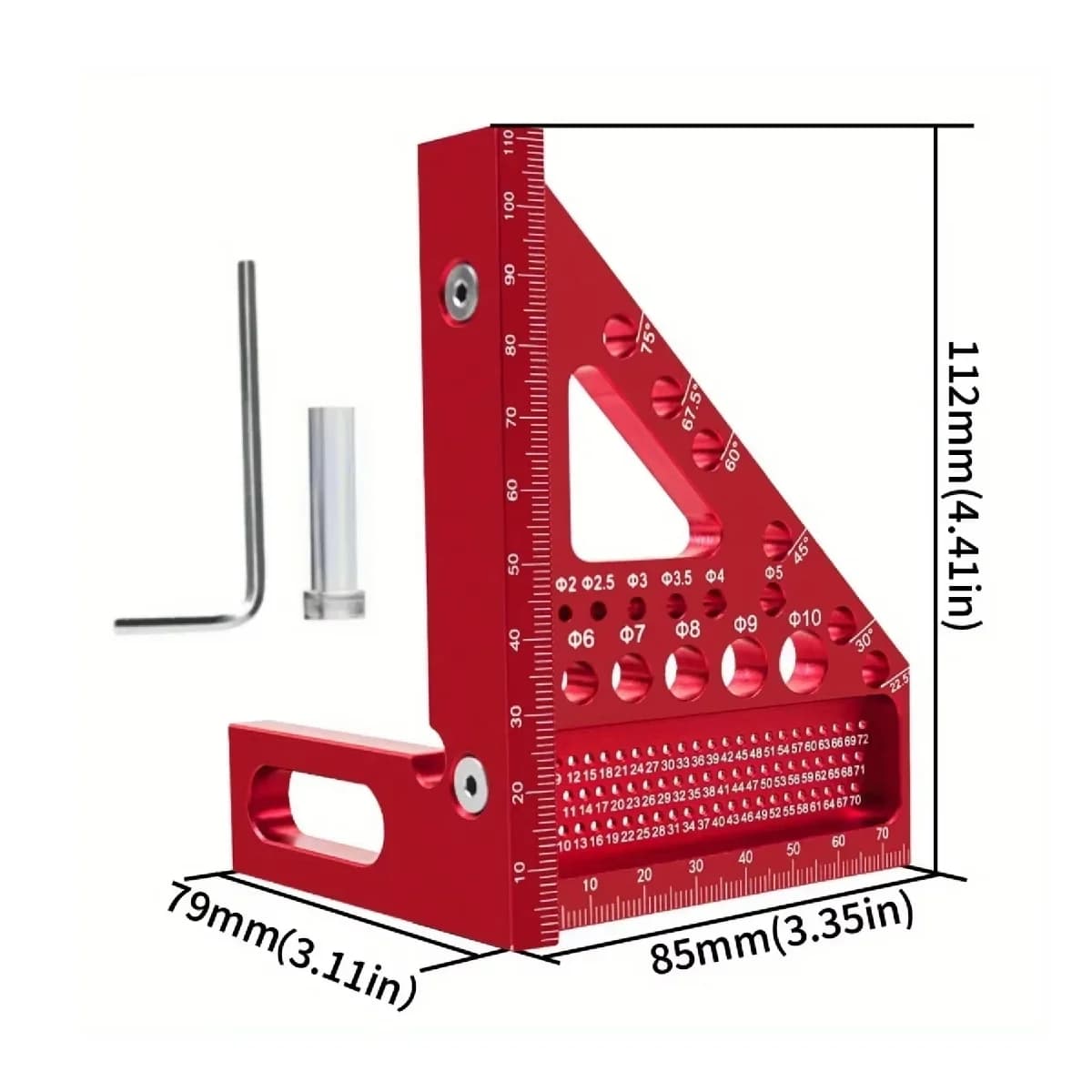 Extended 3D Multi-Angle Measuring Ruler with Dowel Pin
