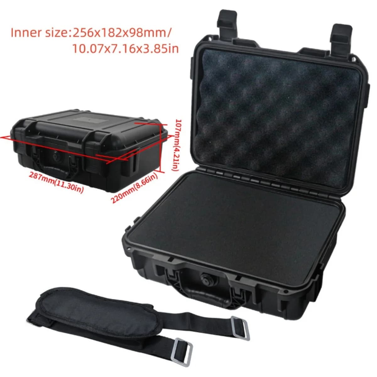 Hard Equipment Case with Crossbody Strap