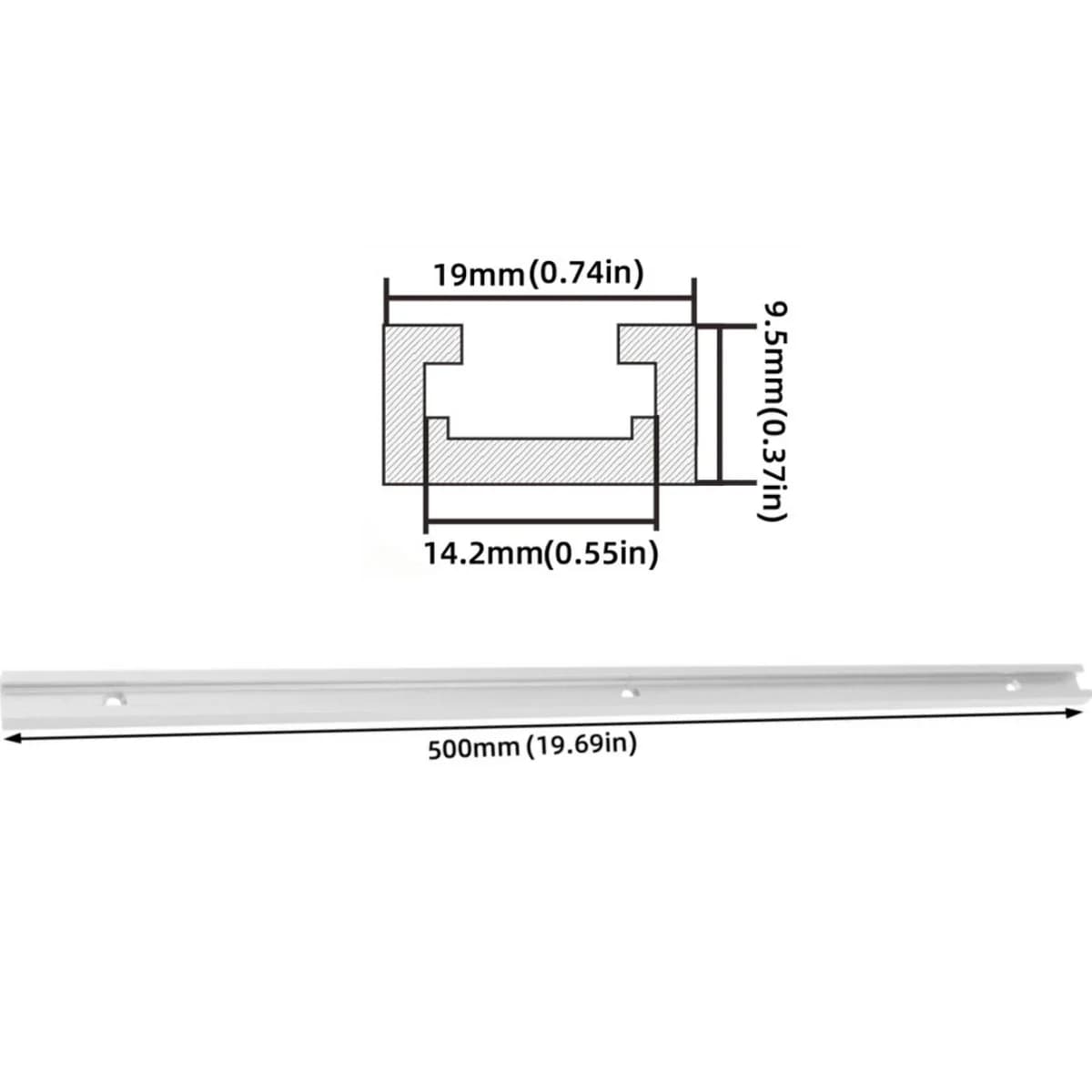 500mm Double-Cut Profile T-Track and Bolt Kit