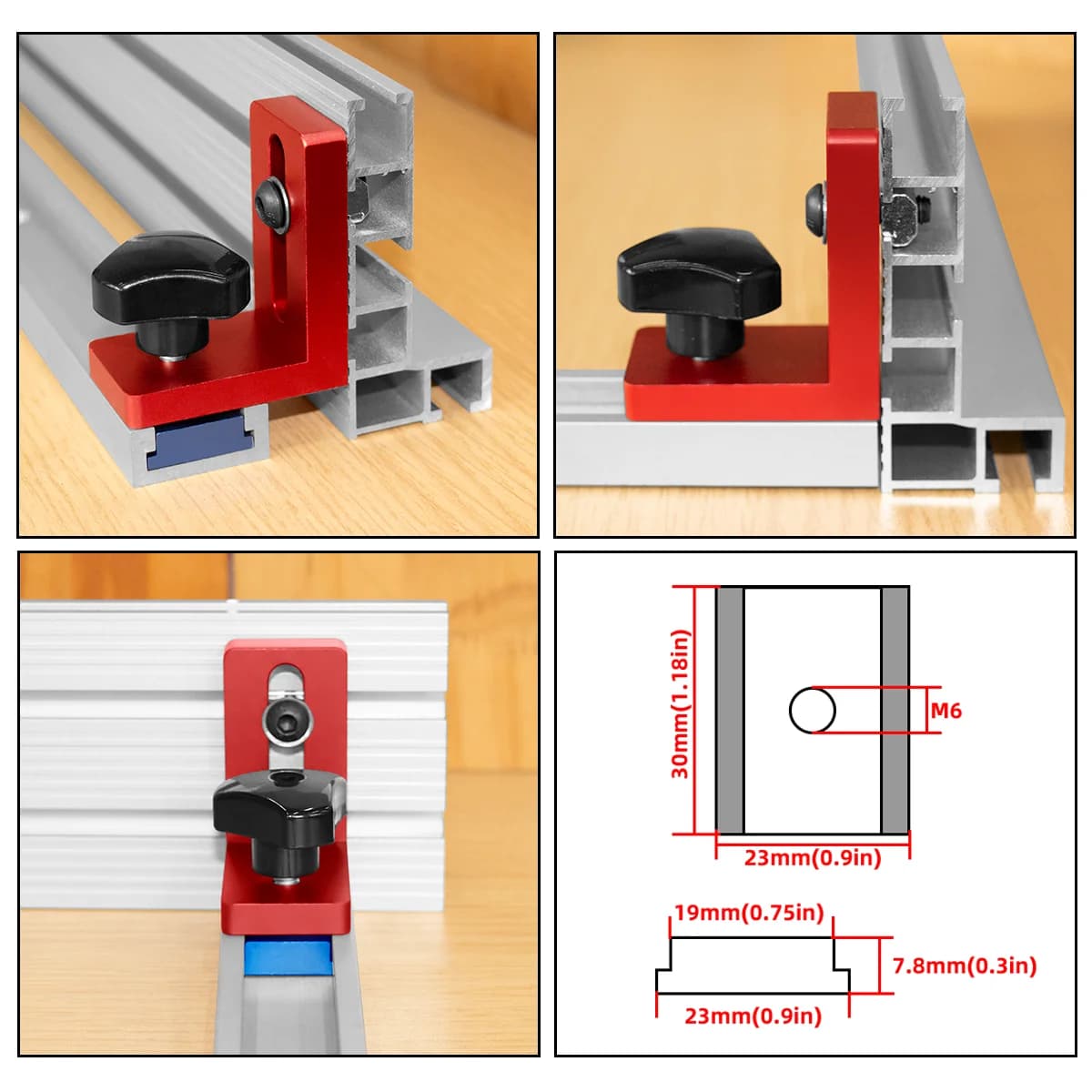 2-Pack Fixed T-Slot Miter Track Stoppers for 30 Type