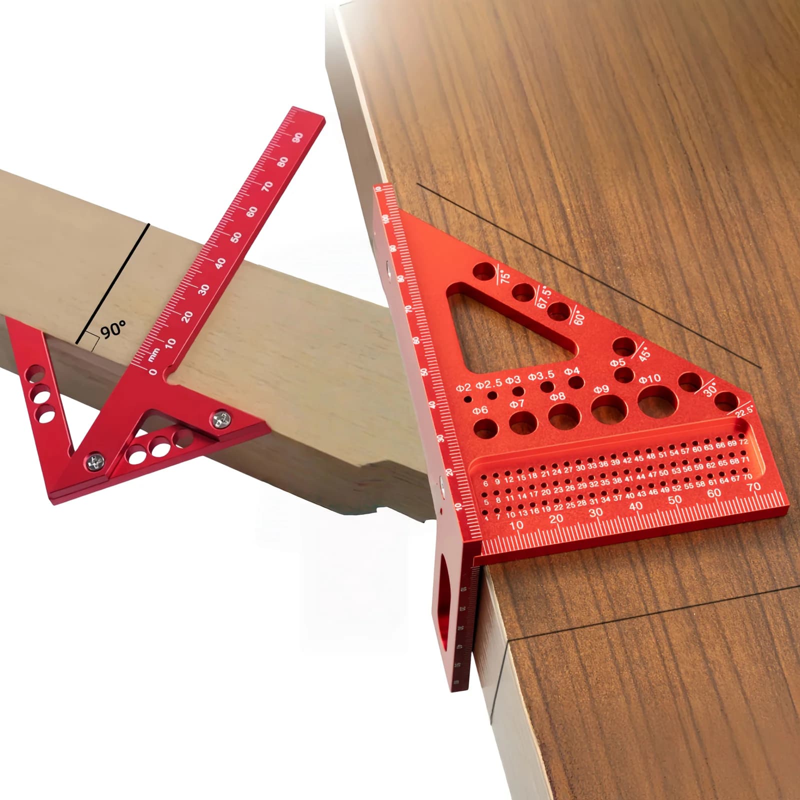 3-Piece Aluminum Triangle And Angle Ruler Set