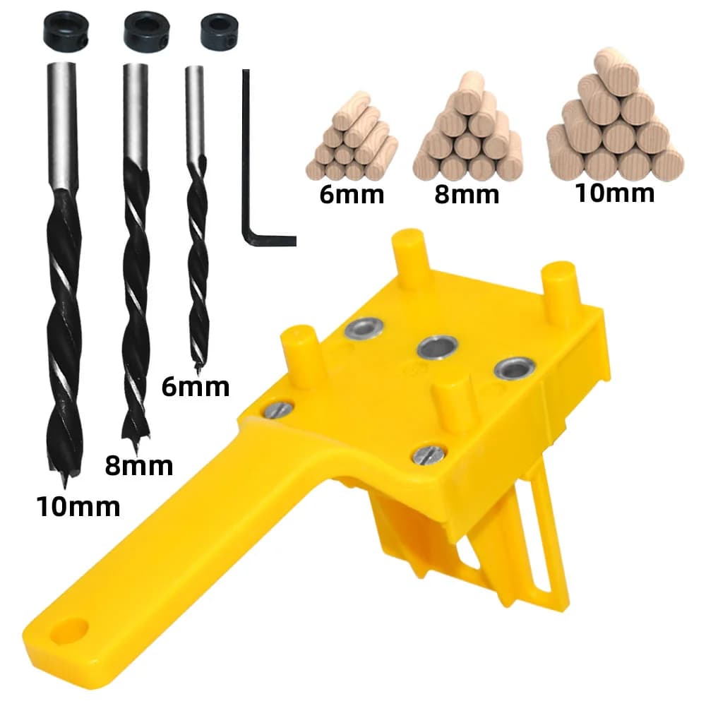 Woodworking Dowel Jig with Metal Sleeves, 6/8/10mm