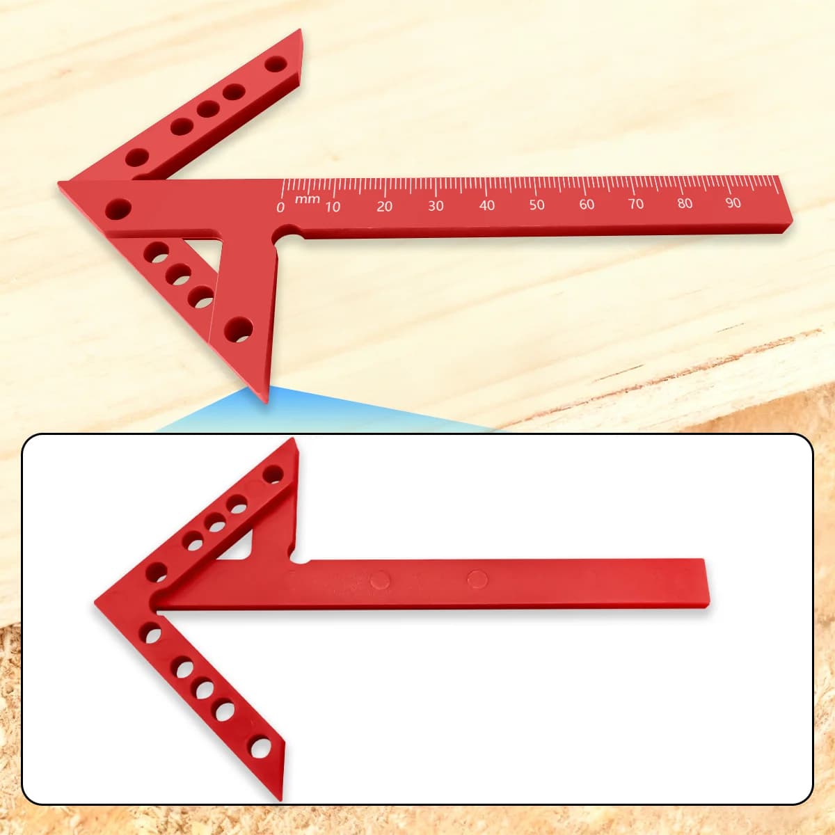Plastic Center Positioning Ruler with 45 and 90 Degree Marks