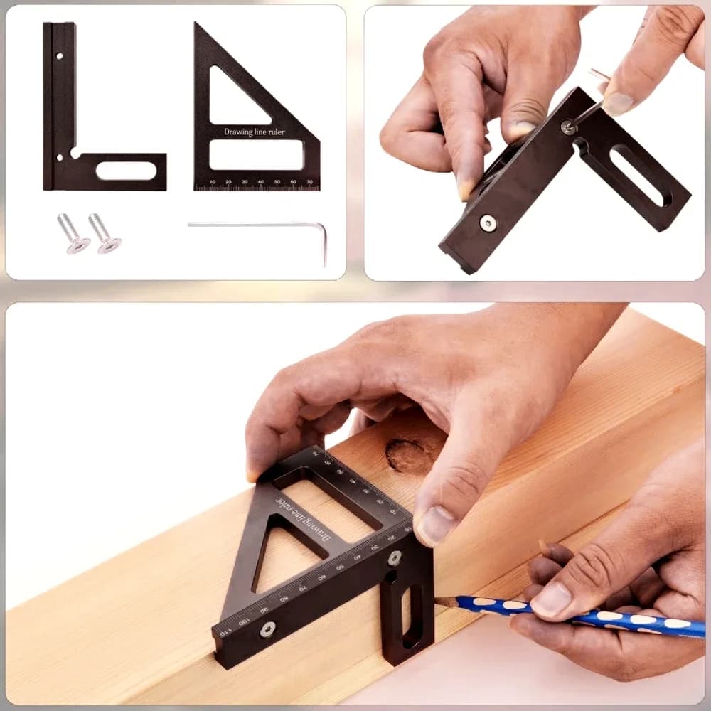 3D Multi-Angle Aluminum Miter Triangle Ruler