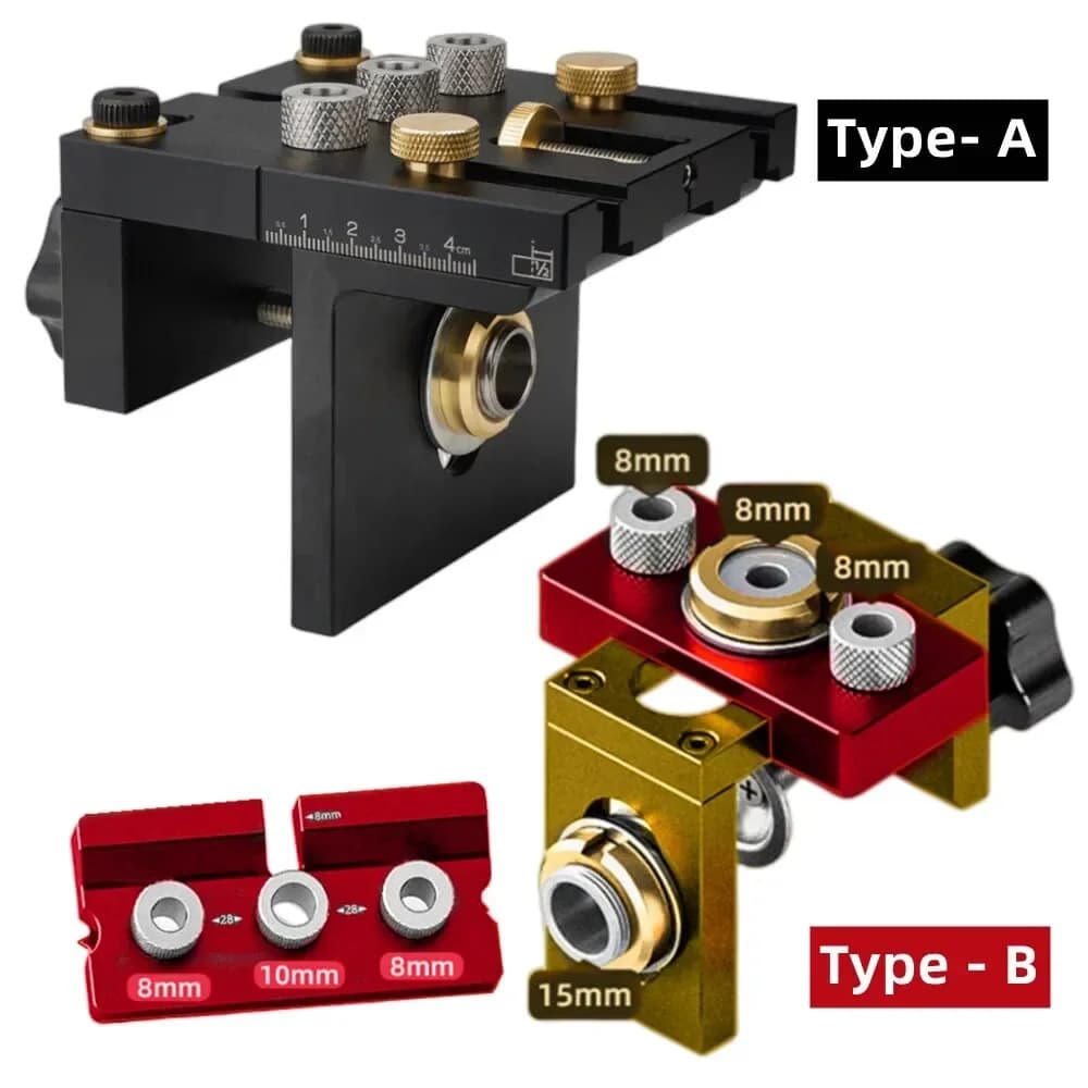 3-in-1 Adjustable Doweling Jig Kit for Woodworking Joints