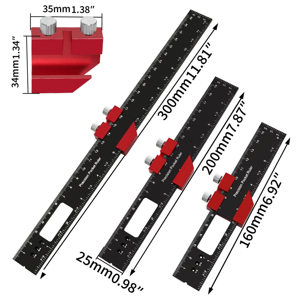 Precision Aluminum Slide Ruler with Slide Stops
