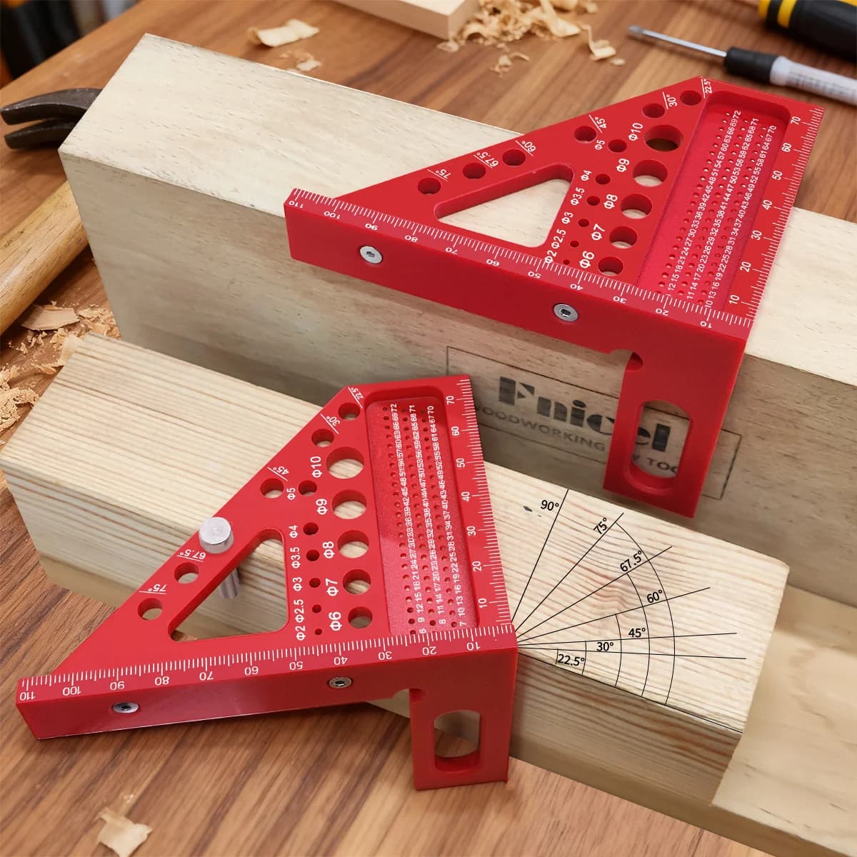 Precision Carpenter Square and Hole Scribing Ruler