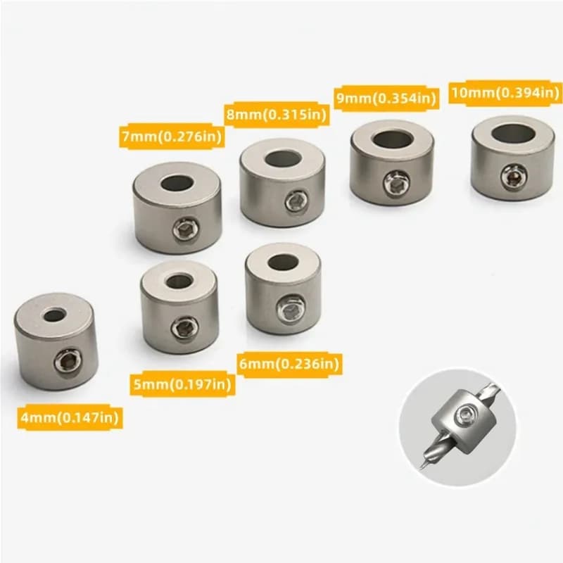 Stainless Steel Doweling Jig Stop Collars, 4-10mm