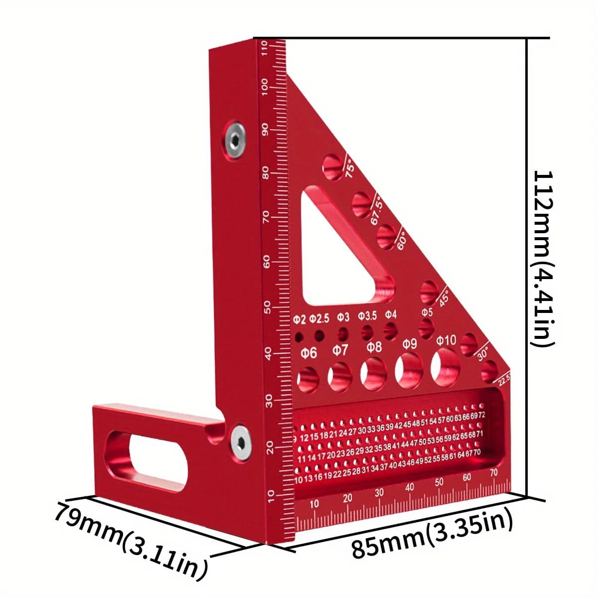 Aluminum Woodworking Square Protractor with Dowel Pins
