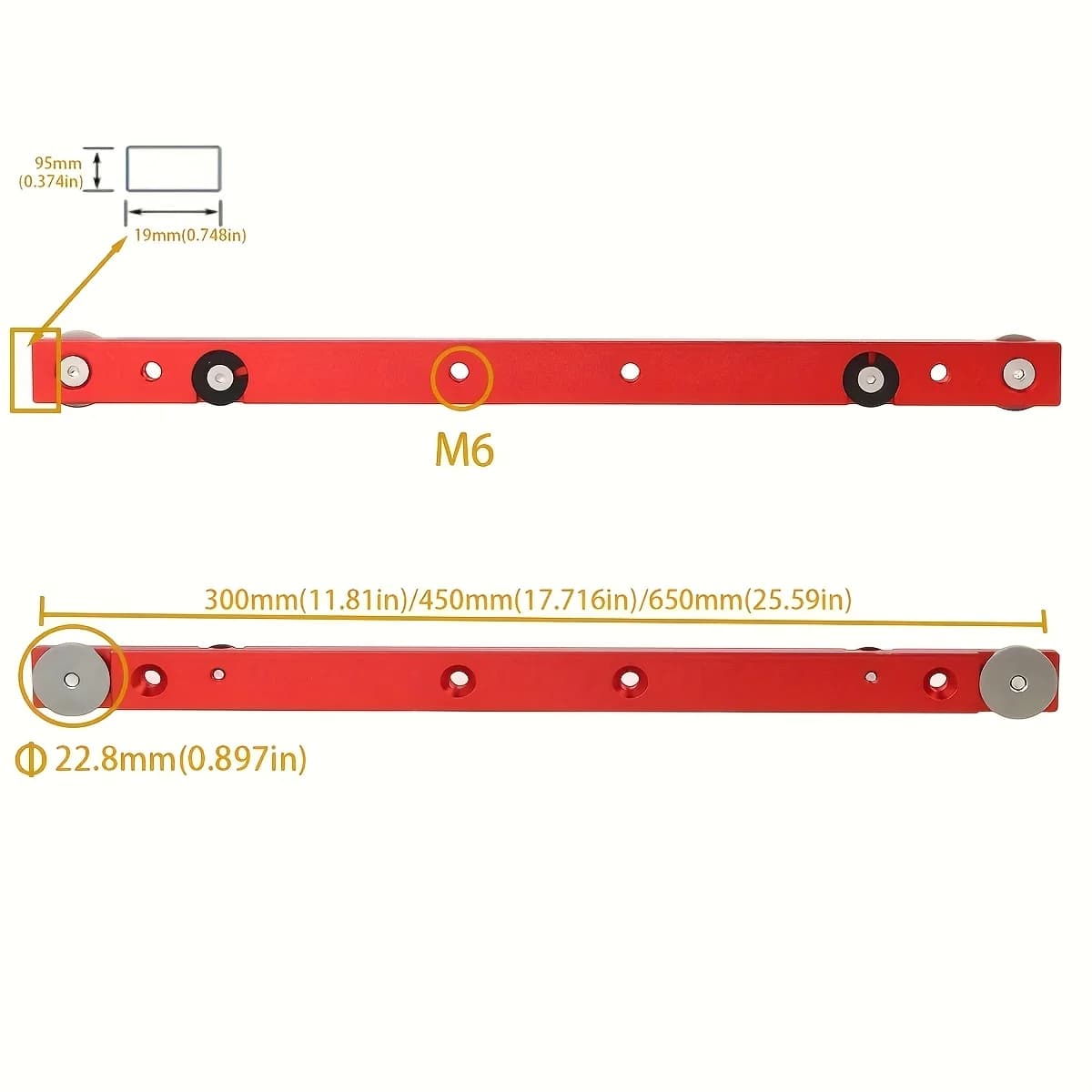 Heavy-Duty Aluminum T-Track Miter Gauge Rod