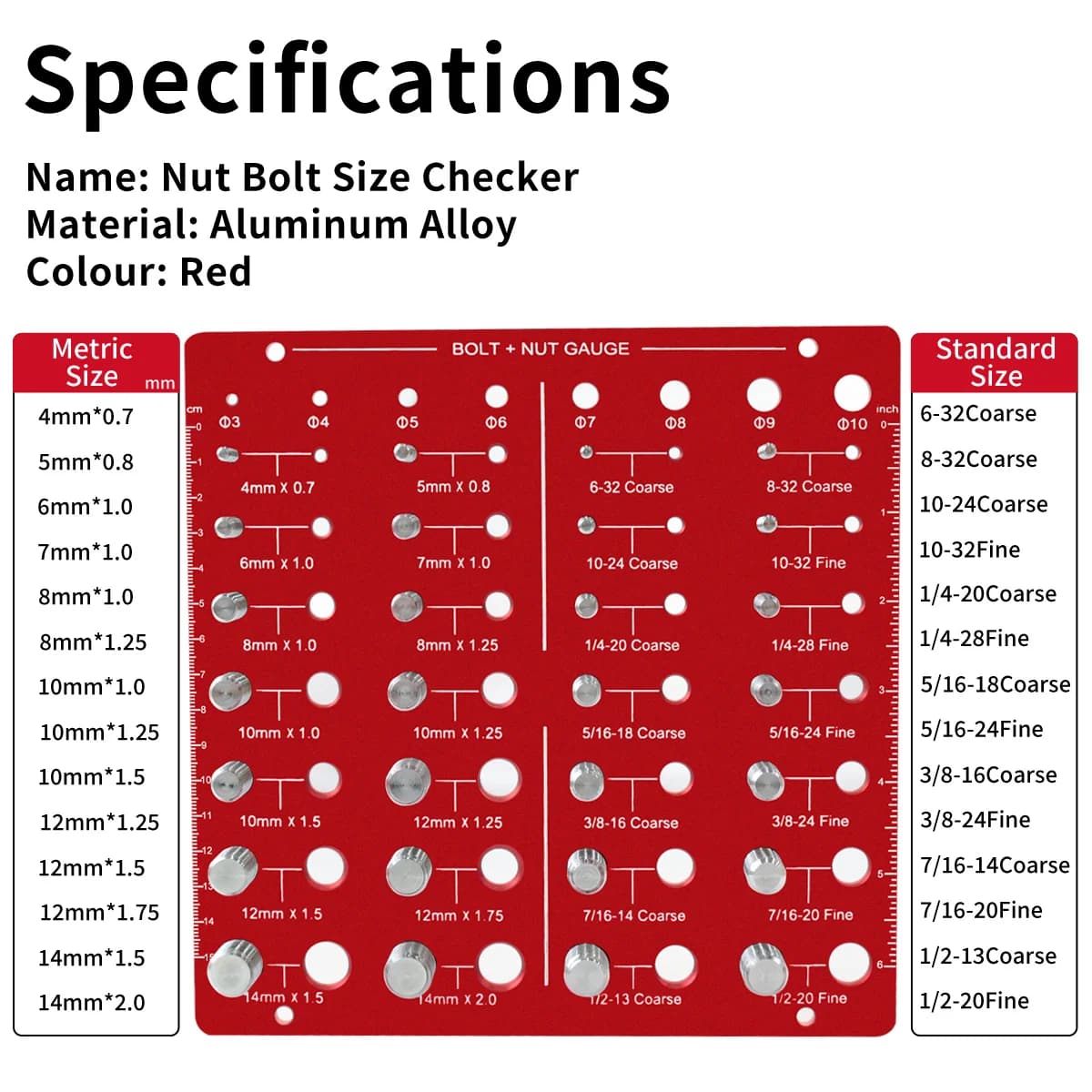 Nut and Bolt Thread Checker Gauge Set