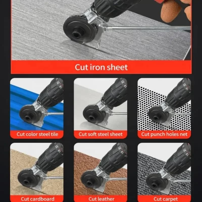 Metal Sheet Cutter Drill Attachment for Steel