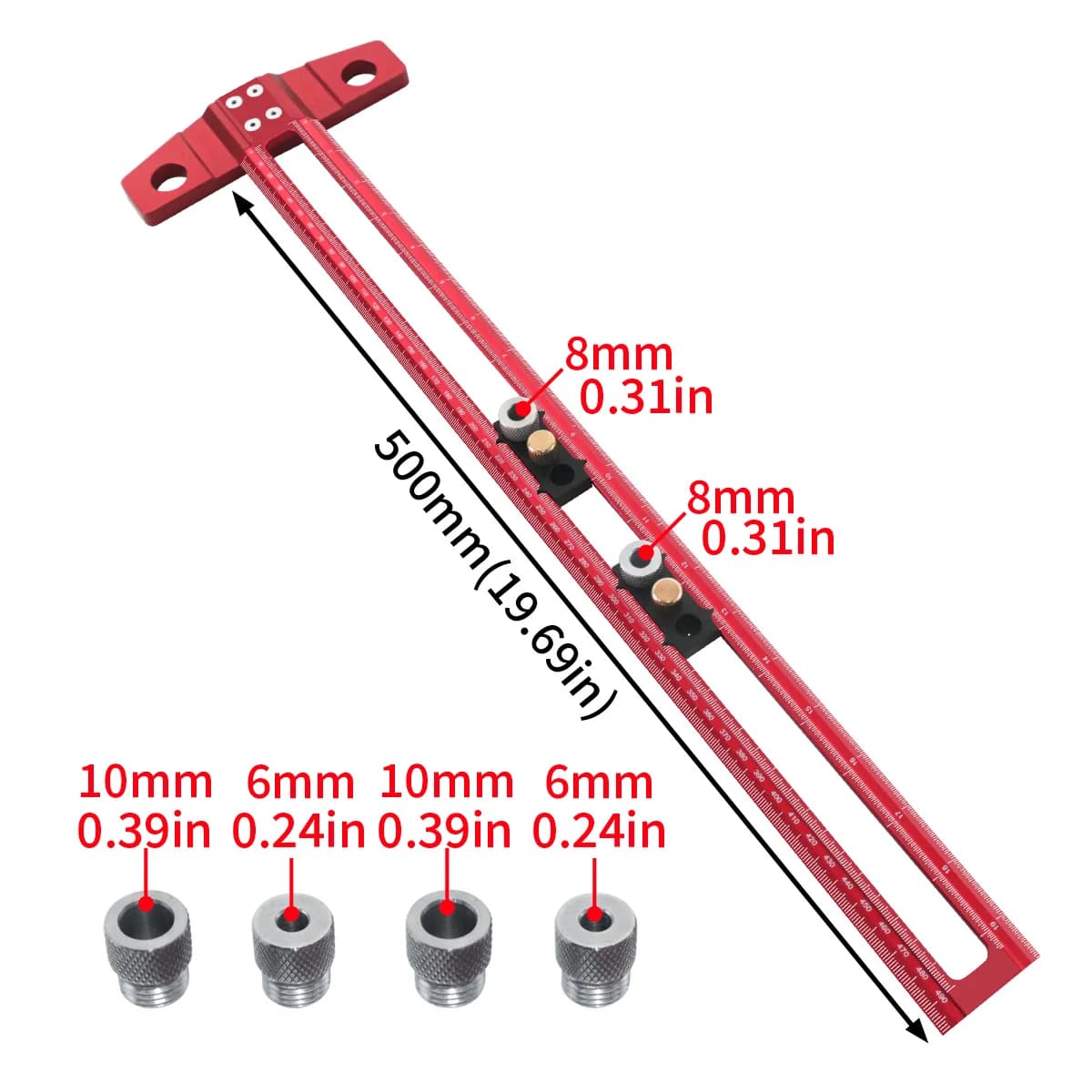 Aluminum Drilling Positioning Ruler with Drill Sleeves