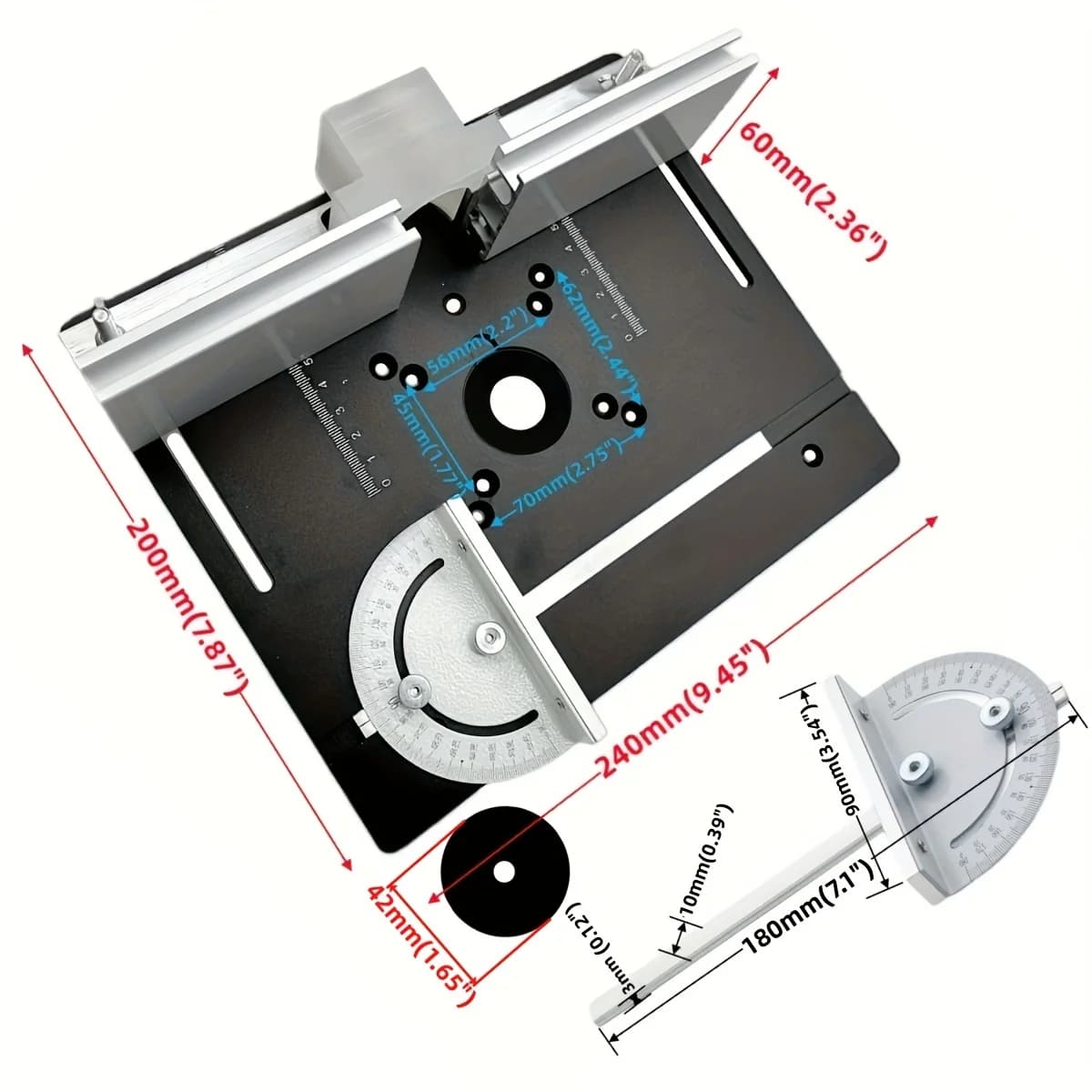 Aluminum Router Table Insert Plate with Miter Slot