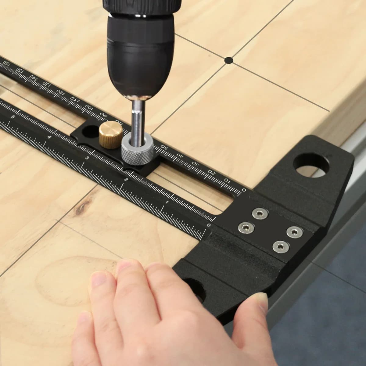 Aluminum Drilling Positioning Ruler with Drill Sleeves