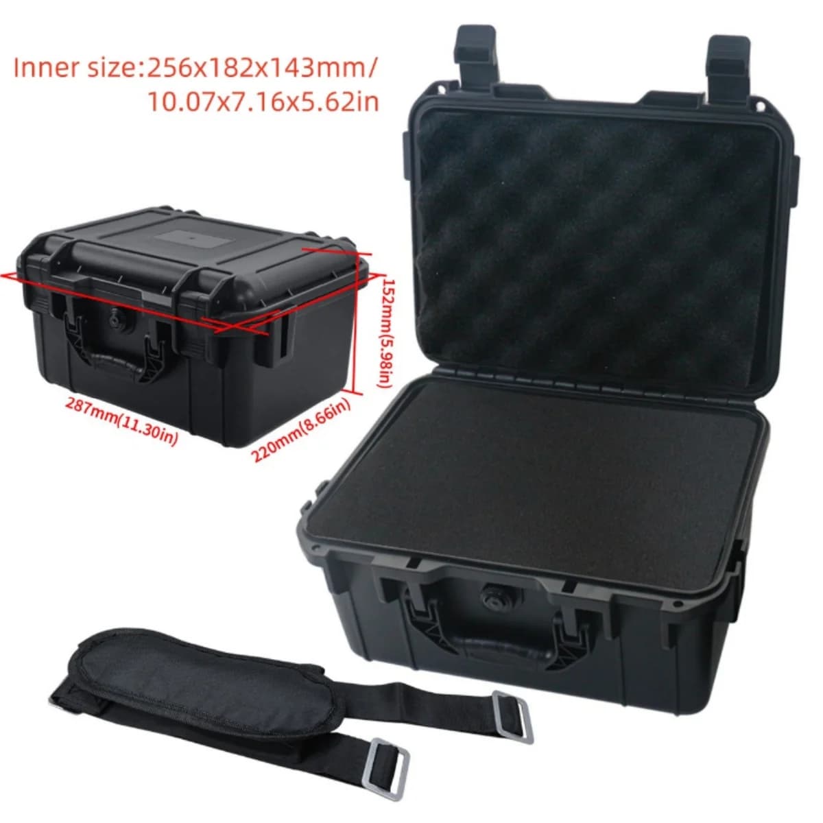 Hard Equipment Case with Crossbody Strap