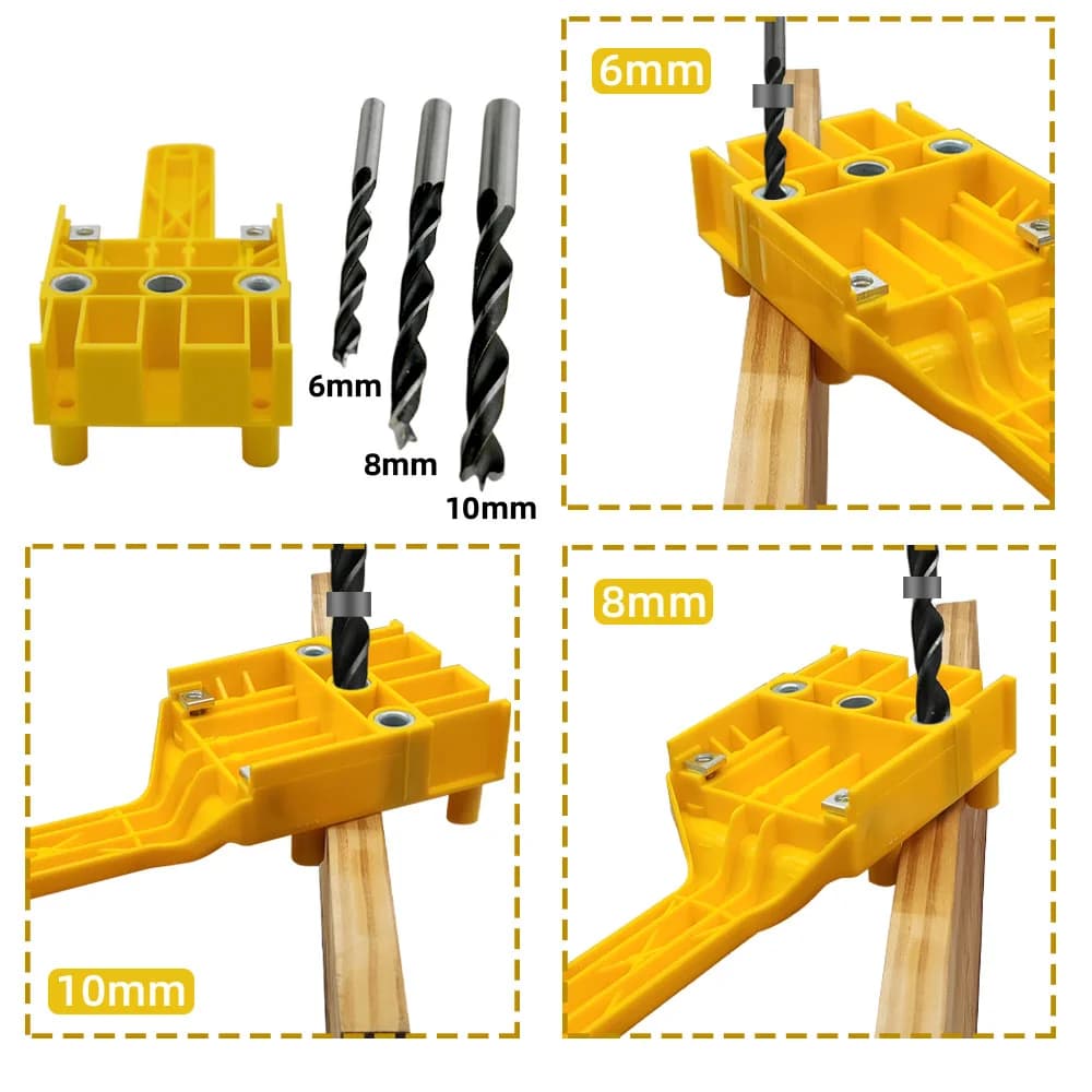 Woodworking Dowel Jig with Metal Sleeves, 6/8/10mm