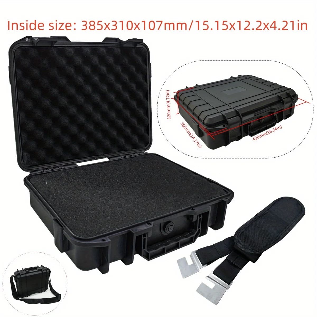 Waterproof Hard Carry Case with Shoulder Strap