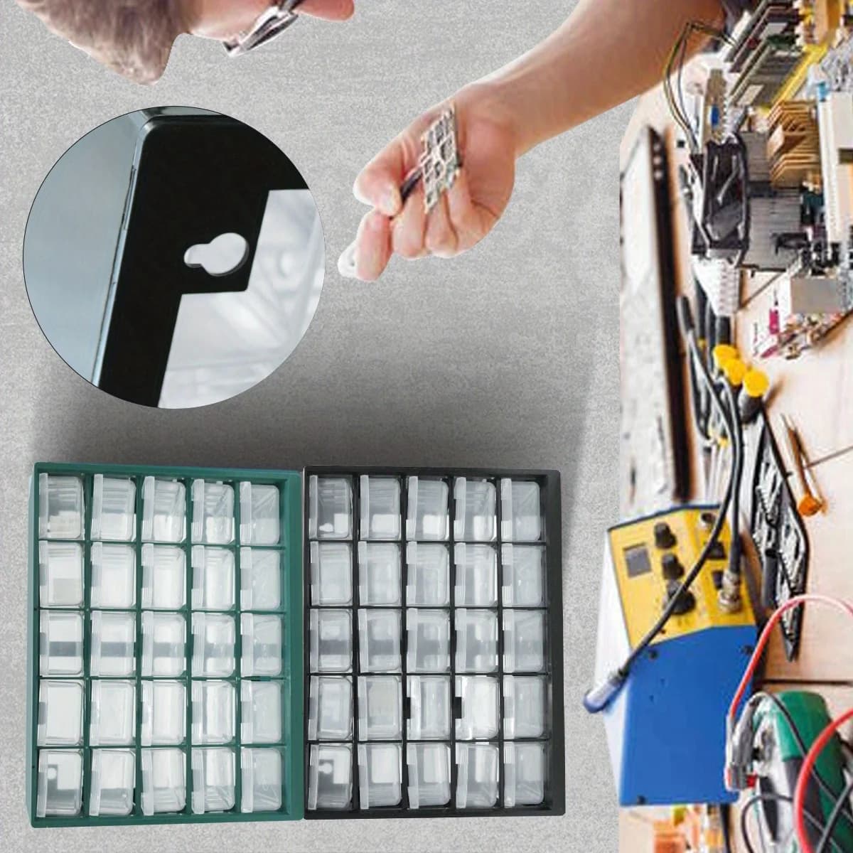 Wall-Mounted Multi-Grid Drawer Parts Box for Screws