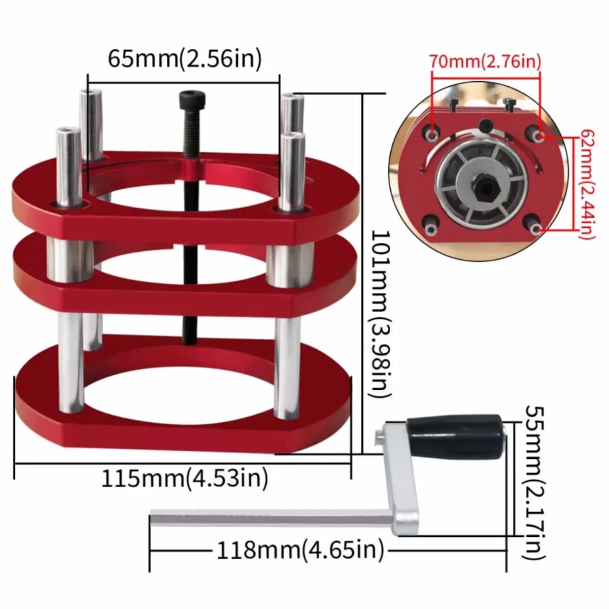 Aluminum Router Table Insert Plate Lift Kit, 65mm