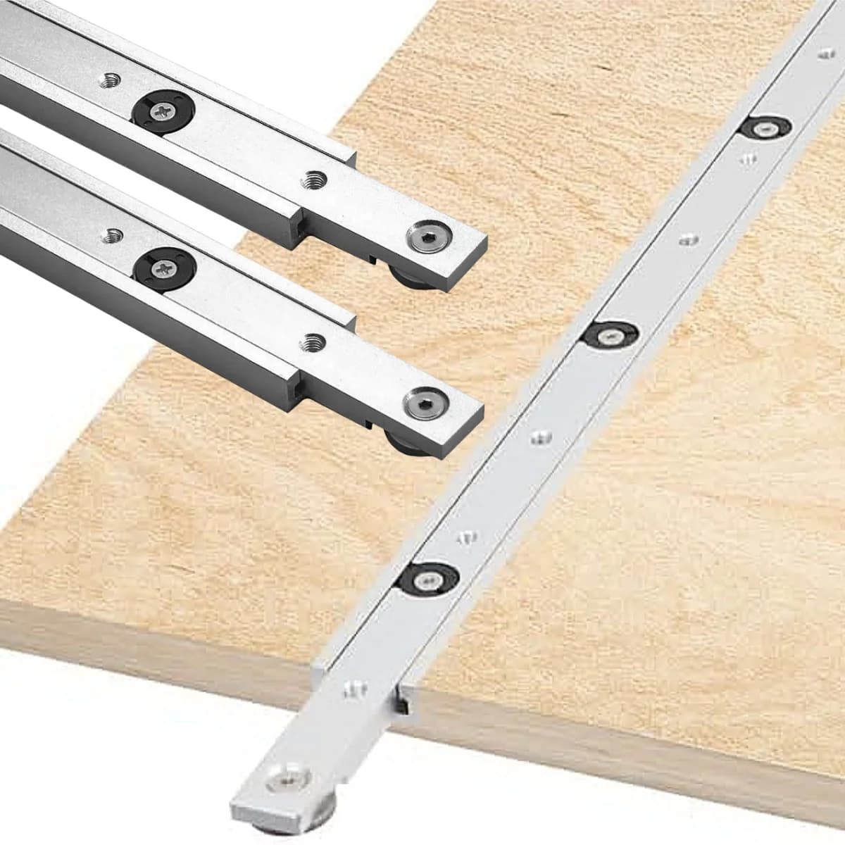 Aluminum T-Track Slot and Miter Bar Slider Set, Silver