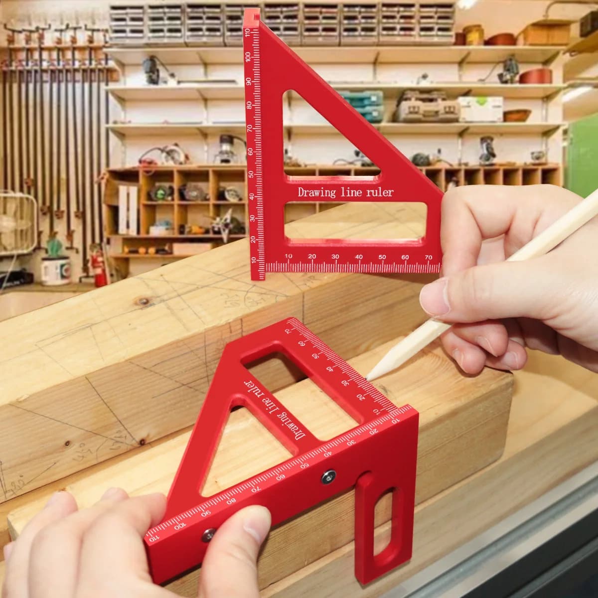 Multi-Angle Plastic Carpenter Square and Ruler