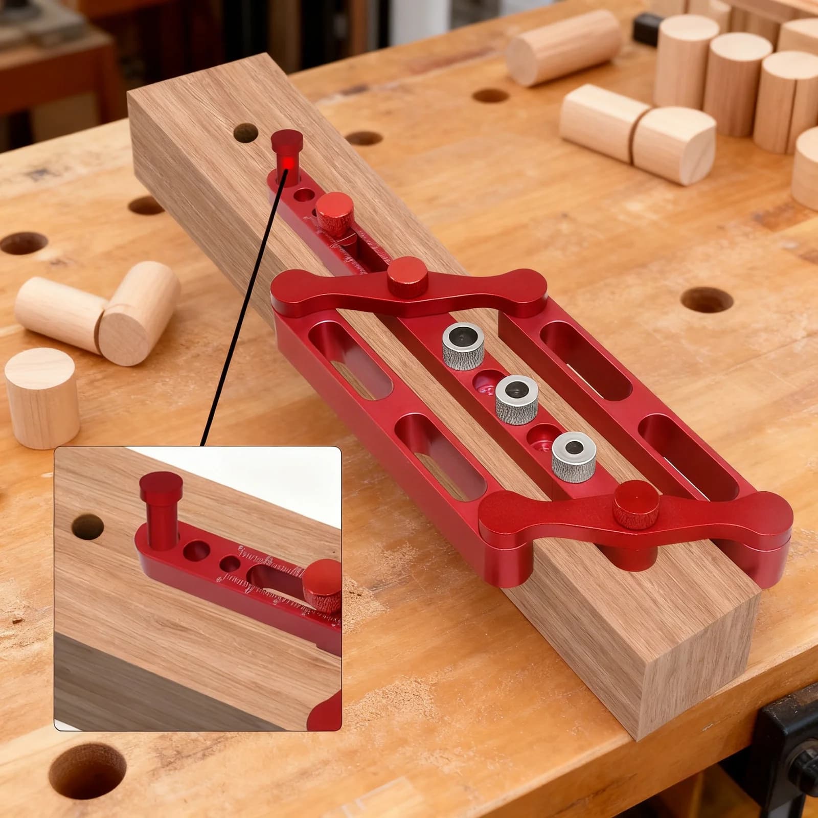 Self-Centering Doweling Jig with 3 Drill Bits