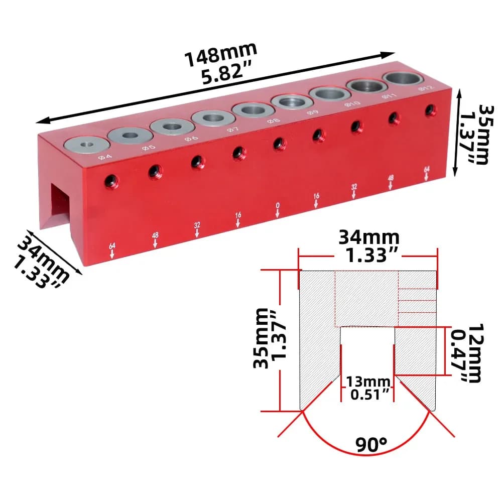 4-12mm Vertical Pocket Hole Dowel Drill Guide