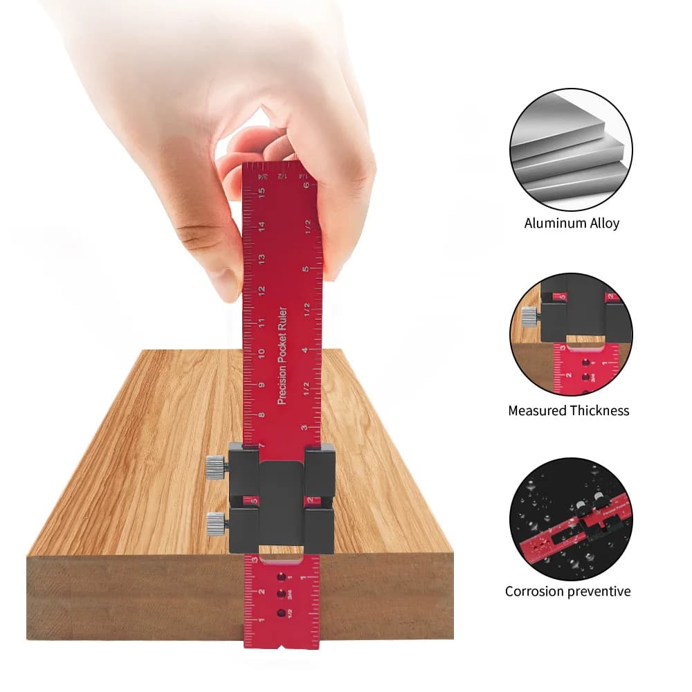 Precision Pocket Ruler With T-Track Slide Stops