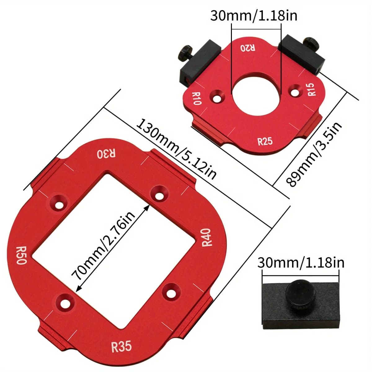 Aluminum Round Corner Radius Template Set, R10-R50