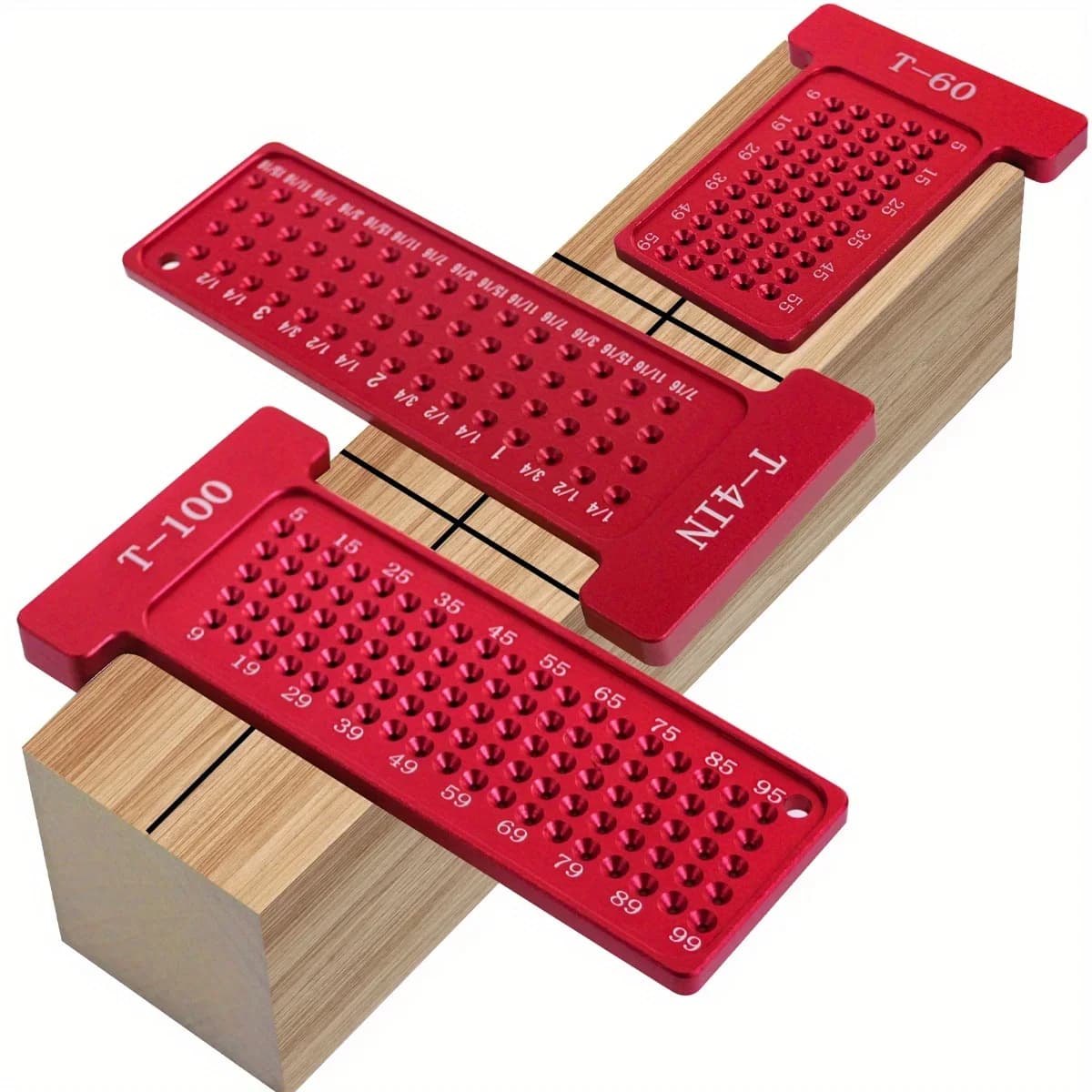 Aluminum Woodworking Scribe T-Square and Hole Ruler