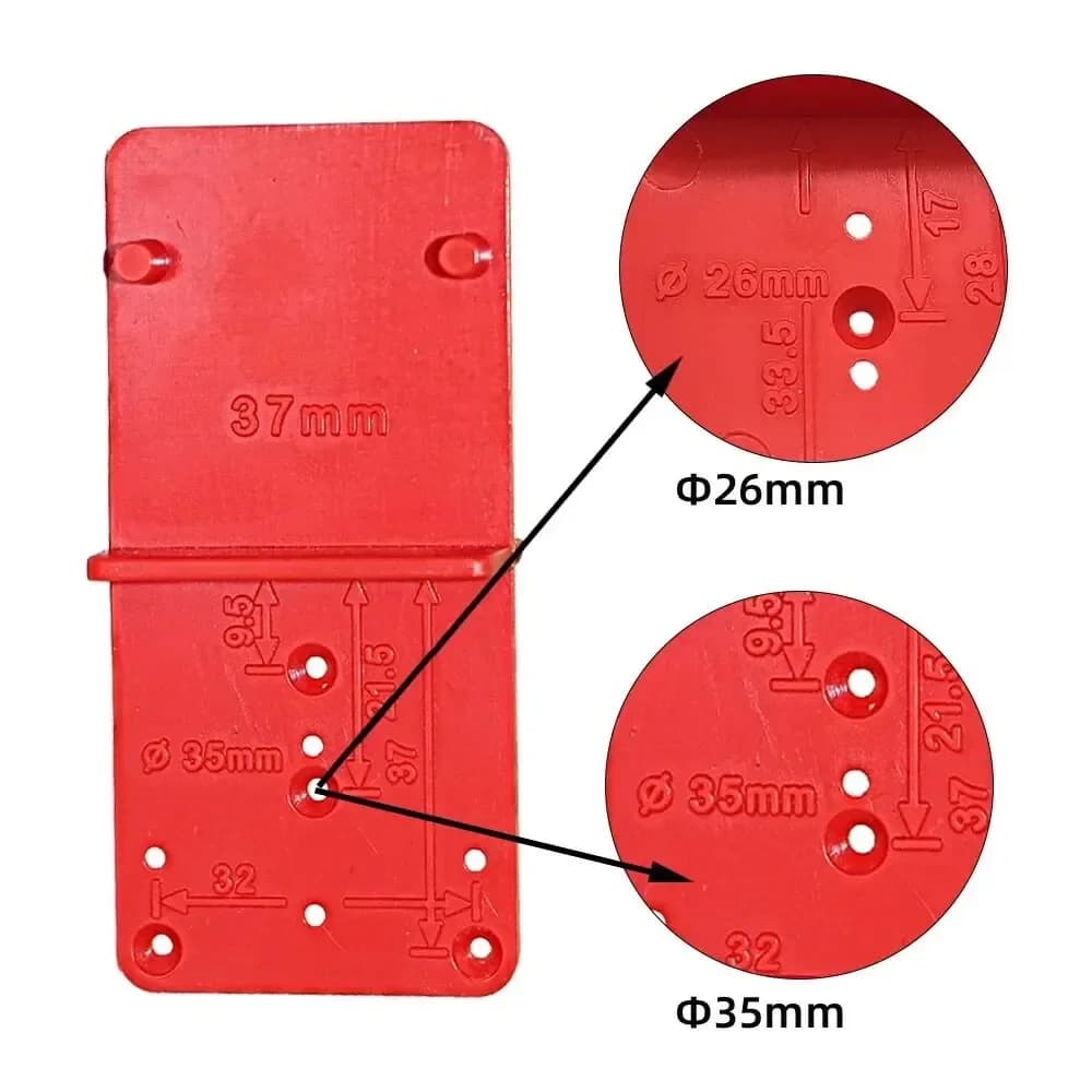 Hinge Hole Drilling Guide Template, 26/35/40mm