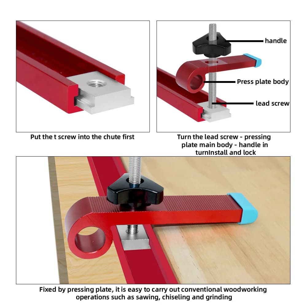Universal T-Track Hold Down Clamp Aluminum