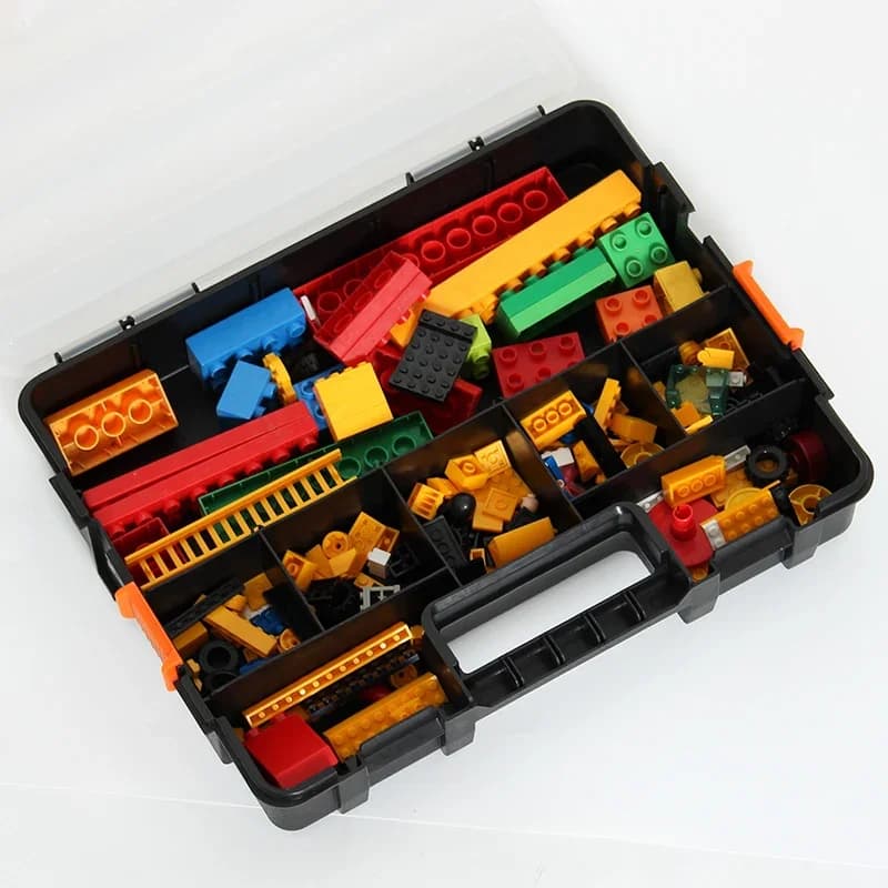 Hardware Storage Box with Removable Dividers and Hinged Lid