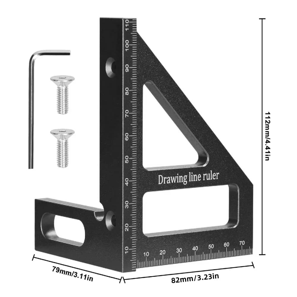 3D Multi-Angle Aluminum Miter Triangle Ruler Protractor