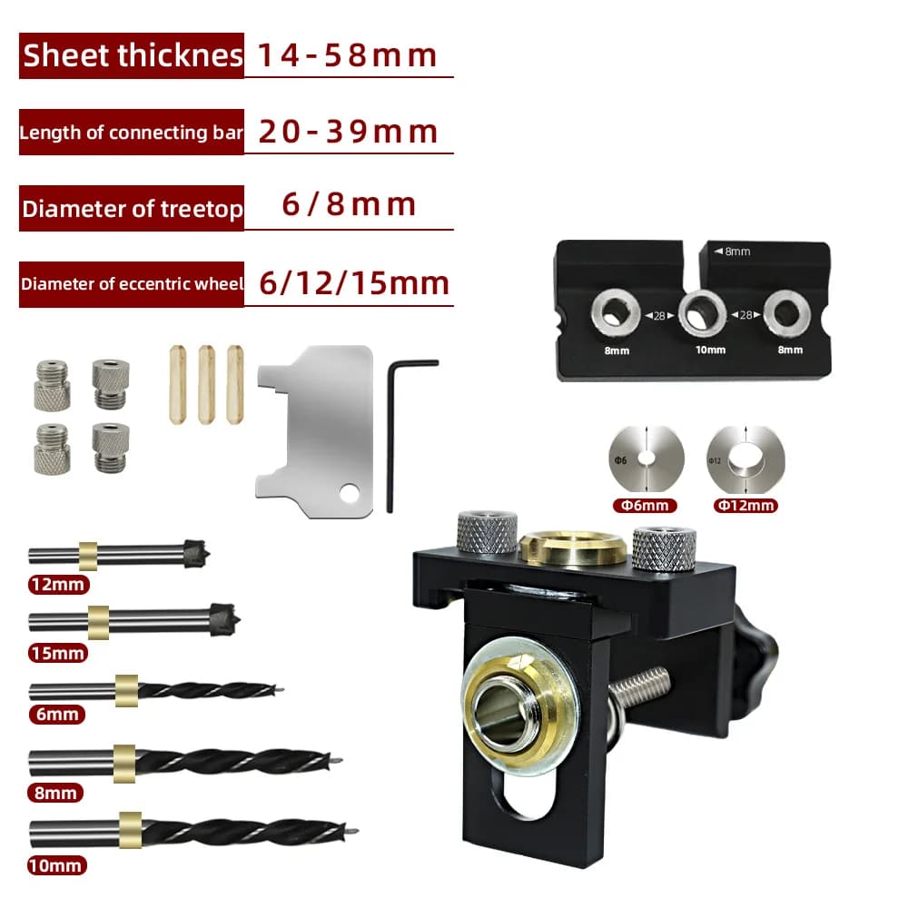 3-in-1 Adjustable Woodworking Drilling Guide and Doweling Jig