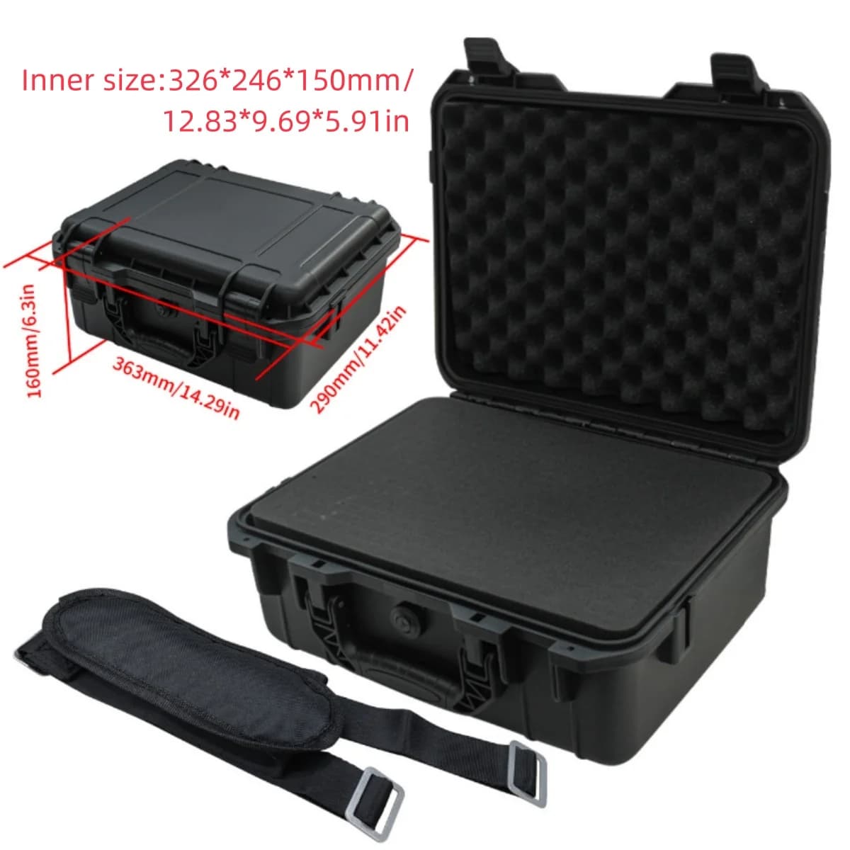 Hard Equipment Case with Crossbody Strap