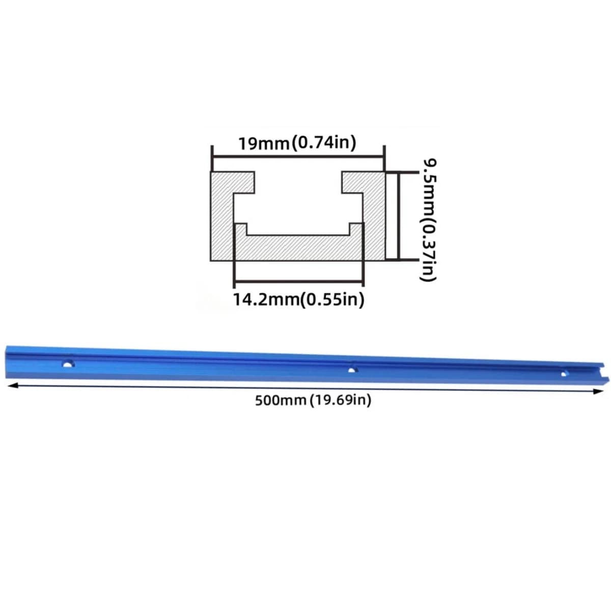 500mm Double-Cut Profile T-Track and Bolt Kit