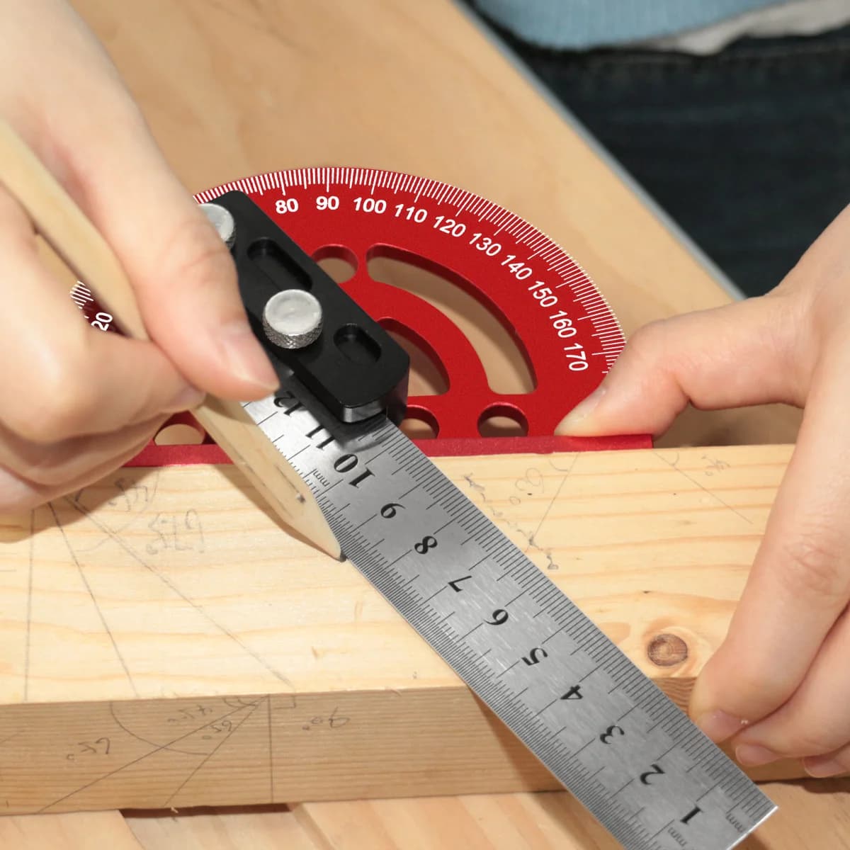 Aluminum 180 Degree Precision Protractor and Scribe