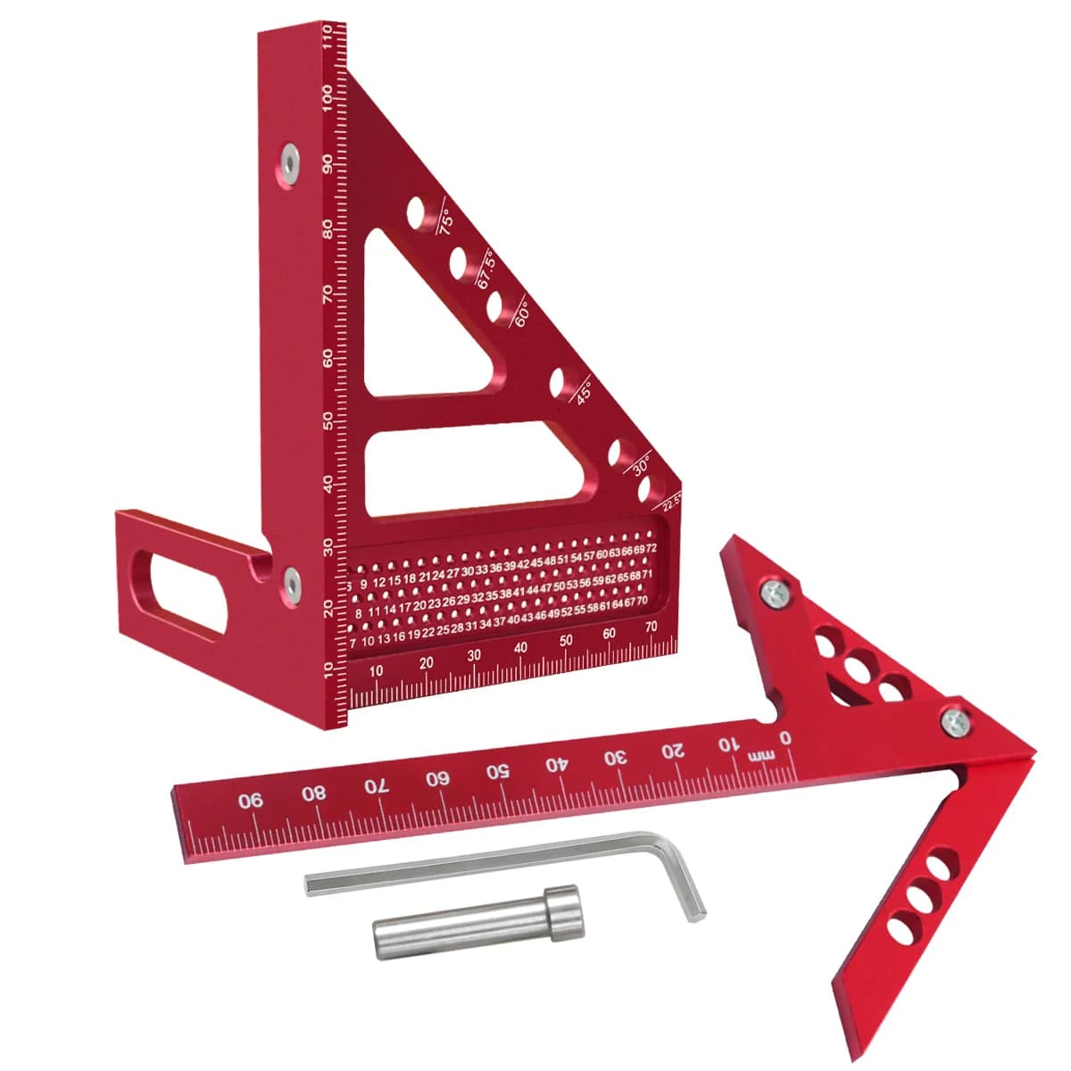 2-Pack Metric Woodworking Triangle Ruler and Scriber
