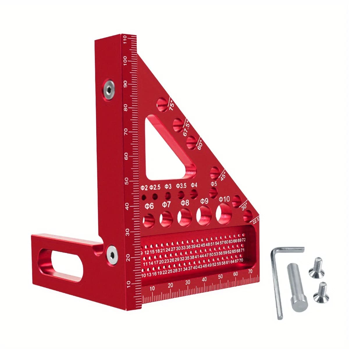 Aluminum Woodworking Square Protractor with Dowel Pins