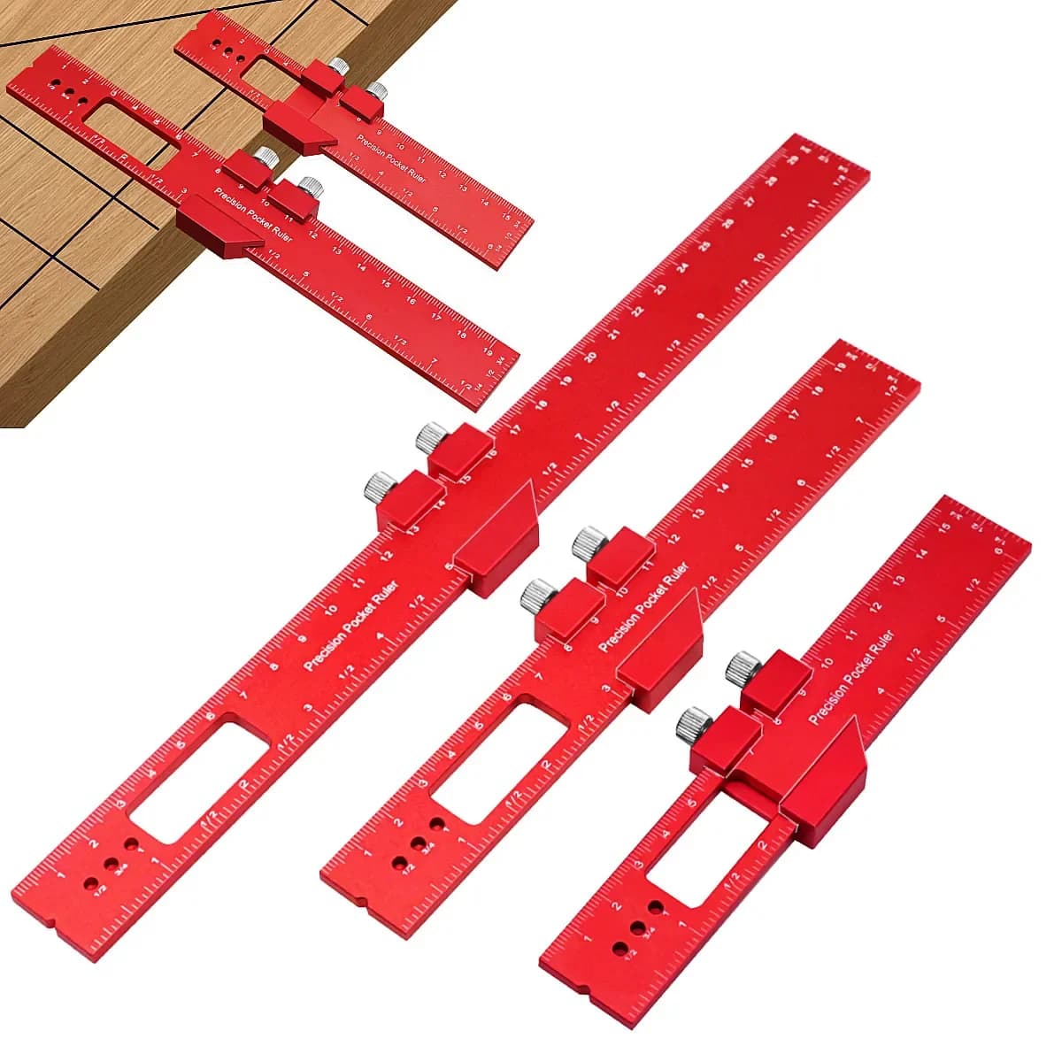 Precision Pocket T-Type Scribing Ruler with Slide Stop