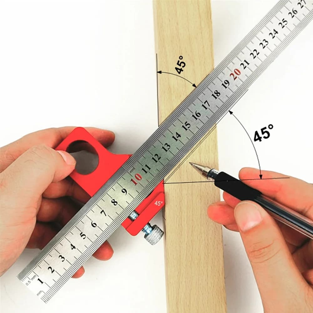 Steel Ruler Positioning Block with Angle Scriber