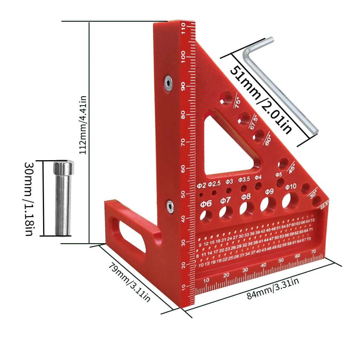 3D Multi-Angle Plastic Measuring Ruler with Protractor