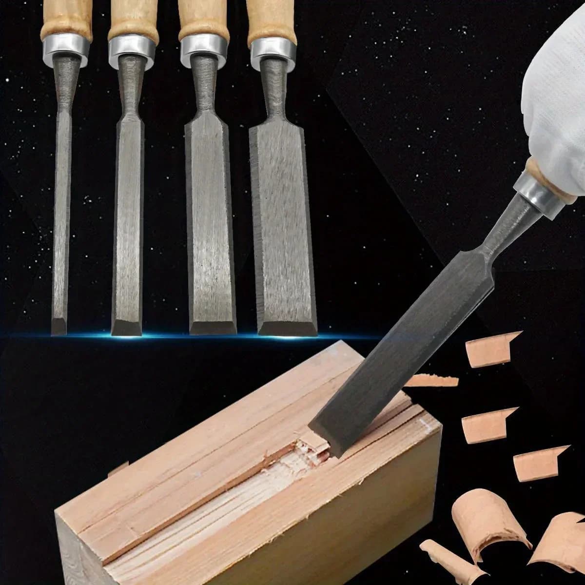 4-Piece Wood Chisel Set with Beech Handles, 8-20mm