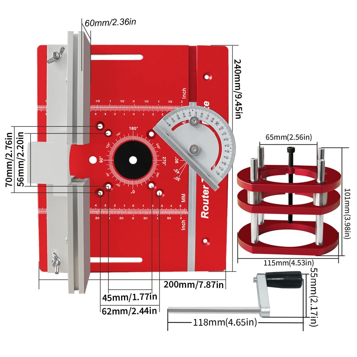 Router Table Insert Plate and Lift Kit Set
