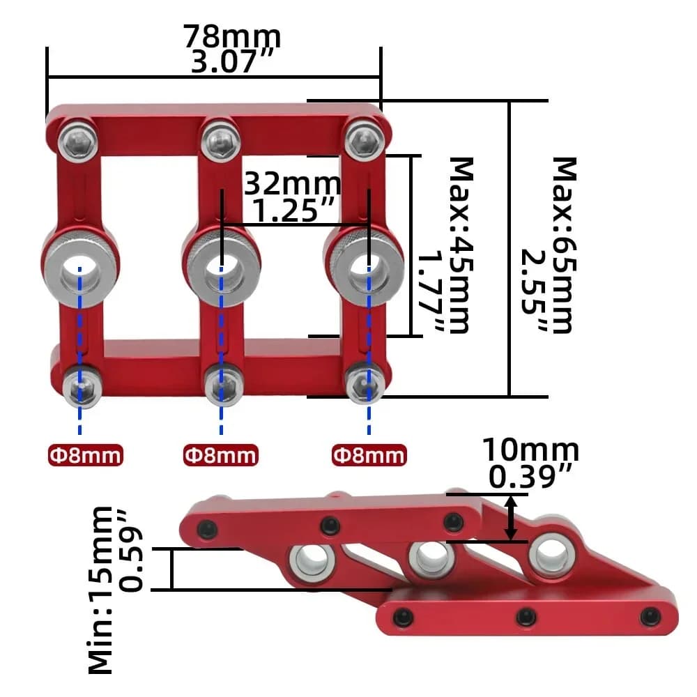Self-Centering Doweling Jig with 3-10mm Sleeves
