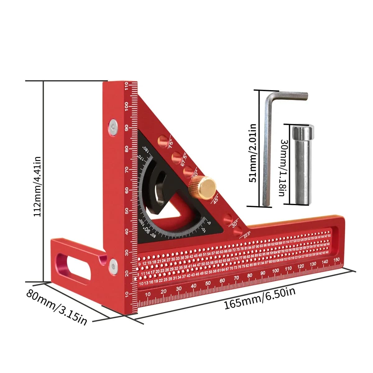 2-in-1 Carpentry Set Square and Triangle Ruler