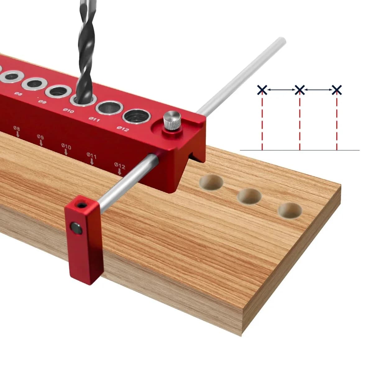 3-12mm Vertical Self-Centering Pocket Hole Drill Guide